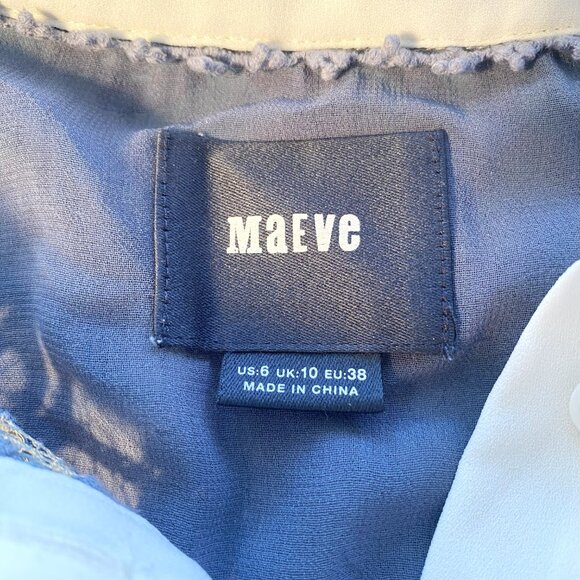 Anthropologie Maeve Long Sleeve Lace Top Cornflower Blue & White Size 6 Unlined - Picture 4 of 5